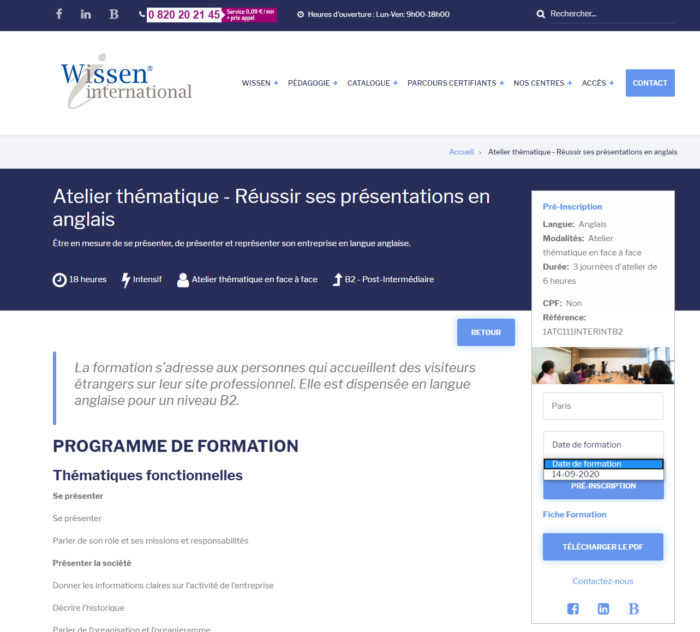 catalogue de formation - pre inscription